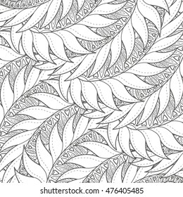 Abstract vector pattern drawing for adults and older children. Floral, ornament. abstract floral background. black and white. zentangle.