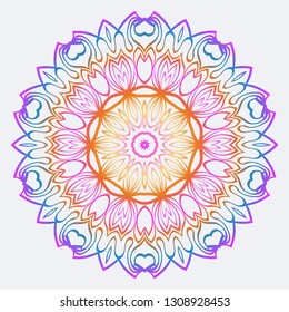Abstract Vector Pattern With Floral Mandala. For Modern Interiors Design, Wallpaper, Textile Industry. Rainbow color.
