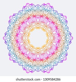 Abstract Vector Pattern With Floral Mandala. For Modern Interiors Design, Wallpaper, Textile Industry. Rainbow color.