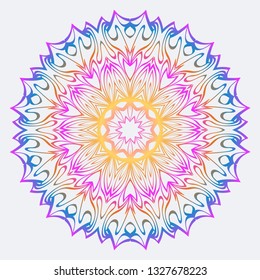 Abstract Vector Pattern With Floral Mandala. For Modern Interiors Design, Wallpaper, Textile Industry. Rainbow color.