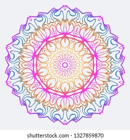 Abstract Vector Pattern With Floral Mandala. For Modern Interiors Design, Wallpaper, Textile Industry. Rainbow color.