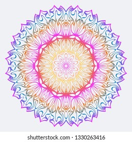 Abstract Vector Pattern With Floral Mandala. For Modern Interiors Design, Wallpaper, Textile Industry. Rainbow color.