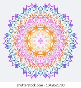 Abstract Vector Pattern With Floral Mandala. For Modern Interiors Design, Wallpaper, Textile Industry. Rainbow color.