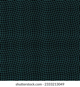 Abstract vector pattern in the form of a blue wavy grid located on a black background