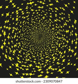Abstract vector pattern in the form of golden stars on a black sky background