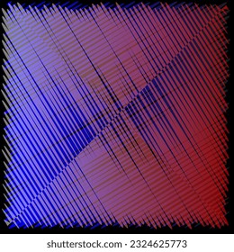 Abstract vector pattern in the form of intersecting blue and red lines on a black background