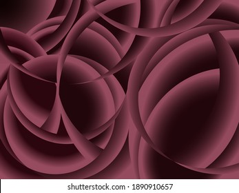 abstract vector pattern in the form of volumetric and smoothly rounded lines in a maroon shade