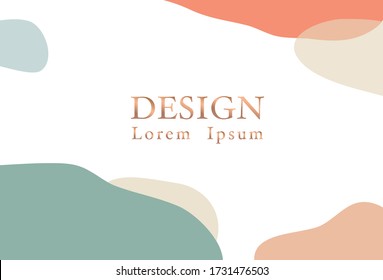Abstract vector pattern with gold text. Abstract minimal pattern with round forms.  Organic shapes abstract vector pattern. 
