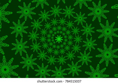 Abstract vector pattern - green - snowflake, flower, star, sun