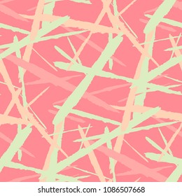 Abstract Vector Pattern. Grunge Texture with Brush Strokes for Wallpaper, Cloth, Shirt. Trendy Background in Modern Style. Noisy Seamless Texture.