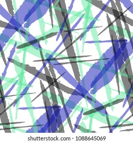 Abstract Vector Pattern. Grunge Texture with Brush Strokes for Plaid, Cloth, Shirt. Trendy Background in Modern Style. Noisy Seamless Texture.