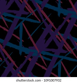 Abstract Vector Pattern. Grunge Texture with Dry Brush Strokes for Calico, Wrapping, Cotton. Trendy Background in Modern Style. Noisy Seamless Texture.
