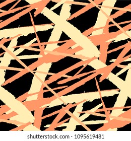 Abstract Vector Pattern. Grunge Texture with Dry Brush Strokes for Wallpaper, Cloth, Shirt. Trendy Background in Modern Style. Noisy Seamless Texture.