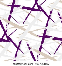 Abstract Vector Pattern. Grunge Texture with Dry Brush Strokes for Print, Wrapping, Cotton. Trendy Background in Modern Style. Noisy Seamless Texture.