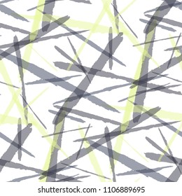 Abstract Vector Pattern. Grunge Texture with Dry Brush Strokes for Print, Wrapping, Tablecloth. Trendy Background in Modern Style. Noisy Seamless Texture.