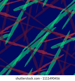 Abstract Vector Pattern. Grunge Texture with Brush Strokes for Wallpaper, Curtain, Shirt. Trendy Background in Modern Style. Noisy Seamless Texture.