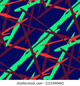 Abstract Vector Pattern. Grunge Texture with Brush Strokes for Print, Curtain, Tablecloth. Trendy Background in Modern Style. Noisy Seamless Texture.