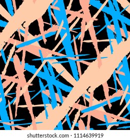 Abstract Vector Pattern. Grunge Texture with Dry Brush Strokes for Plaid, Cloth, Shirt. Trendy Background in Modern Style. Noisy Seamless Texture.