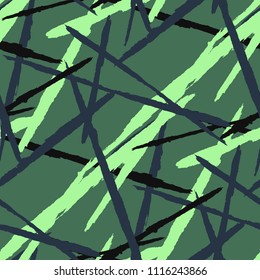 Abstract Vector Pattern. Grunge Texture with Brush Strokes for Plaid, Fabric, Blanket. Trendy Background in Modern Style. Noisy Seamless Texture.