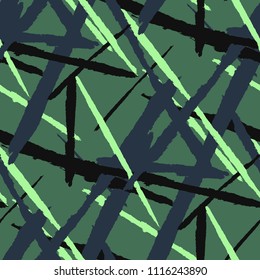 Abstract Vector Pattern. Grunge Texture with Brush Strokes for Wallpaper, Curtain, Shirt. Trendy Background in Modern Style. Noisy Seamless Texture.