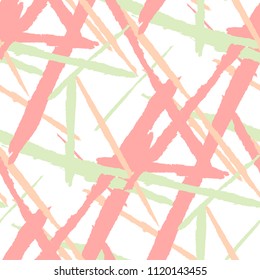 Abstract Vector Pattern. Grunge Texture with Dry Brush Strokes for Textile, Fabric, Blanket. Trendy Background in Modern Style. Noisy Seamless Texture.