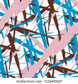 Abstract Vector Pattern. Grunge Texture with Brush Strokes for Wallpaper, Cloth, Shirt. Trendy Background in Modern Style. Noisy Seamless Texture.