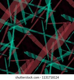 Abstract Vector Pattern. Grunge Texture with Brush Strokes for Wallpaper, Curtain, Shirt. Trendy Background in Modern Style. Noisy Seamless Texture.