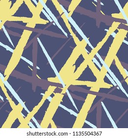 Abstract Vector Pattern. Grunge Texture with Brush Strokes for Plaid, Cloth, Blanket. Trendy Background in Modern Style. Noisy Seamless Texture.