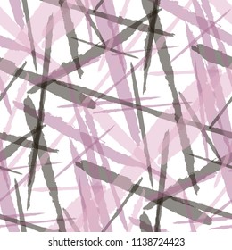 Abstract Vector Pattern. Grunge Texture with Dry Brush Strokes for Calico, Wrapping, Cotton. Trendy Background in Modern Style. Noisy Seamless Texture.