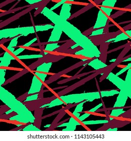 Abstract Vector Pattern. Grunge Texture with Dry Brush Strokes for Plaid, Fabric, Blanket. Trendy Background in Modern Style. Noisy Seamless Texture.