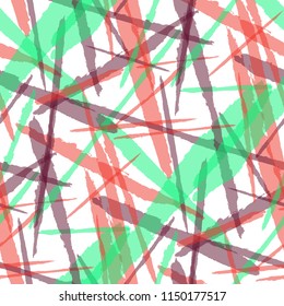Abstract Vector Pattern. Grunge Texture with Dry Brush Strokes for Wallpaper, Cloth, Shirt. Trendy Background in Modern Style. Noisy Seamless Texture.