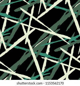 Abstract Vector Pattern. Grunge Texture with Dry Brush Strokes for Print, Wrapping, Cotton. Trendy Background in Modern Style. Noisy Seamless Texture.