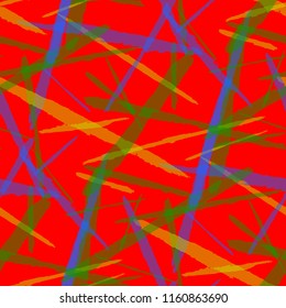 Abstract Vector Pattern. Grunge Texture with Brush Strokes for Print, Curtain, Tablecloth. Trendy Background in Modern Style. Noisy Seamless Texture.