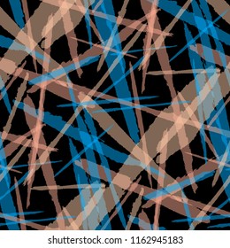 Abstract Vector Pattern. Grunge Texture with Brush Strokes for Calico, Wrapping, Cotton. Trendy Background in Modern Style. Noisy Seamless Texture.