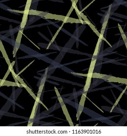 Abstract Vector Pattern. Grunge Texture with Brush Strokes for Textile, Fabric, Blanket. Trendy Background in Modern Style. Noisy Seamless Texture.