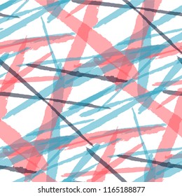 Abstract Vector Pattern. Grunge Texture with Brush Strokes for Calico, Wrapping, Cotton. Trendy Background in Modern Style. Noisy Seamless Texture.