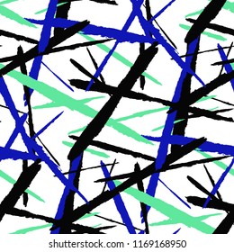 Abstract Vector Pattern. Grunge Texture with Dry Brush Strokes for Wallpaper, Curtain, Tablecloth. Trendy Background in Modern Style. Noisy Seamless Texture.