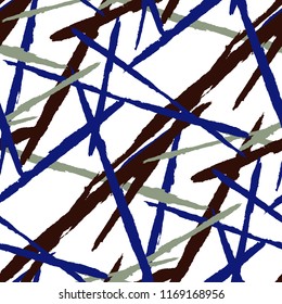 Abstract Vector Pattern. Grunge Texture with Brush Strokes for Textile, Fabric, Blanket. Trendy Background in Modern Style. Noisy Seamless Texture.