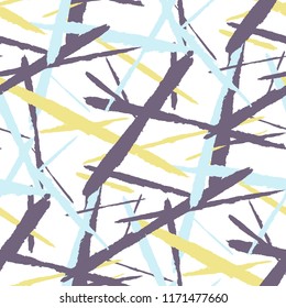 Abstract Vector Pattern. Grunge Texture with Dry Brush Strokes for Plaid, Cloth, Shirt. Trendy Background in Modern Style. Noisy Seamless Texture.