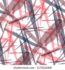 Abstract Vector Pattern. Grunge Texture with Brush Strokes for Calico, Wrapping, Cotton. Trendy Background in Modern Style. Noisy Seamless Texture.