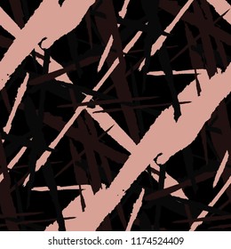 Abstract Vector Pattern. Grunge Texture with Brush Strokes for Wallpaper, Curtain, Tablecloth. Trendy Background in Modern Style. Noisy Seamless Texture.