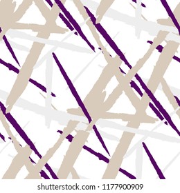 Abstract Vector Pattern. Grunge Texture with Dry Brush Strokes for Plaid, Cloth, Shirt. Trendy Background in Modern Style. Noisy Seamless Texture.