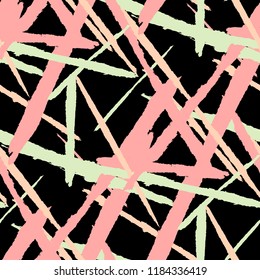 Abstract Vector Pattern. Grunge Texture with Brush Strokes for Wallpaper, Cloth, Shirt. Trendy Background in Modern Style. Noisy Seamless Texture.