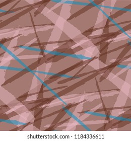 Abstract Vector Pattern. Grunge Texture with Dry Brush Strokes for Plaid, Fabric, Blanket. Trendy Background in Modern Style. Noisy Seamless Texture.