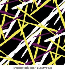 Abstract Vector Pattern. Grunge Texture with Dry Brush Strokes for Print, Wrapping, Cotton. Trendy Background in Modern Style. Noisy Seamless Texture.