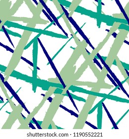 Abstract Vector Pattern. Grunge Texture with Brush Strokes for Textile, Fabric, Blanket. Trendy Background in Modern Style. Noisy Seamless Texture.