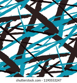 Abstract Vector Pattern. Grunge Texture with Dry Brush Strokes for Plaid, Fabric, Blanket. Trendy Background in Modern Style. Noisy Seamless Texture.