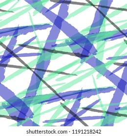 Abstract Vector Pattern. Grunge Texture with Brush Strokes for Plaid, Fabric, Blanket. Trendy Background in Modern Style. Noisy Seamless Texture.