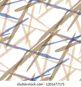 Abstract Vector Pattern. Grunge Texture with Brush Strokes for Print, Curtain, Tablecloth. Trendy Background in Modern Style. Noisy Seamless Texture.