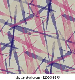 Abstract Vector Pattern. Grunge Texture with Brush Strokes for Wallpaper, Cloth, Shirt. Trendy Background in Modern Style. Noisy Seamless Texture.